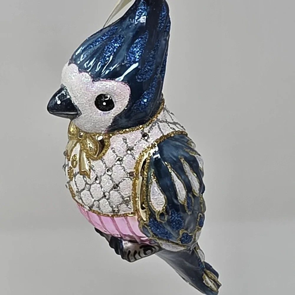 NIB JingleNog Marion Blue Bird Ornament #80689 Hand Blown & Painted in Poland